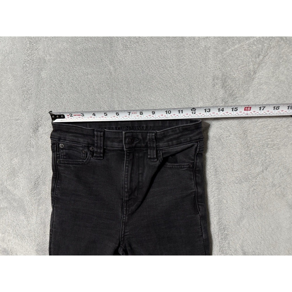 American Eagle Jeans Womens 0 Black Super High Rise Flare Stretch Denim 25x30 - Picture 5 of 9